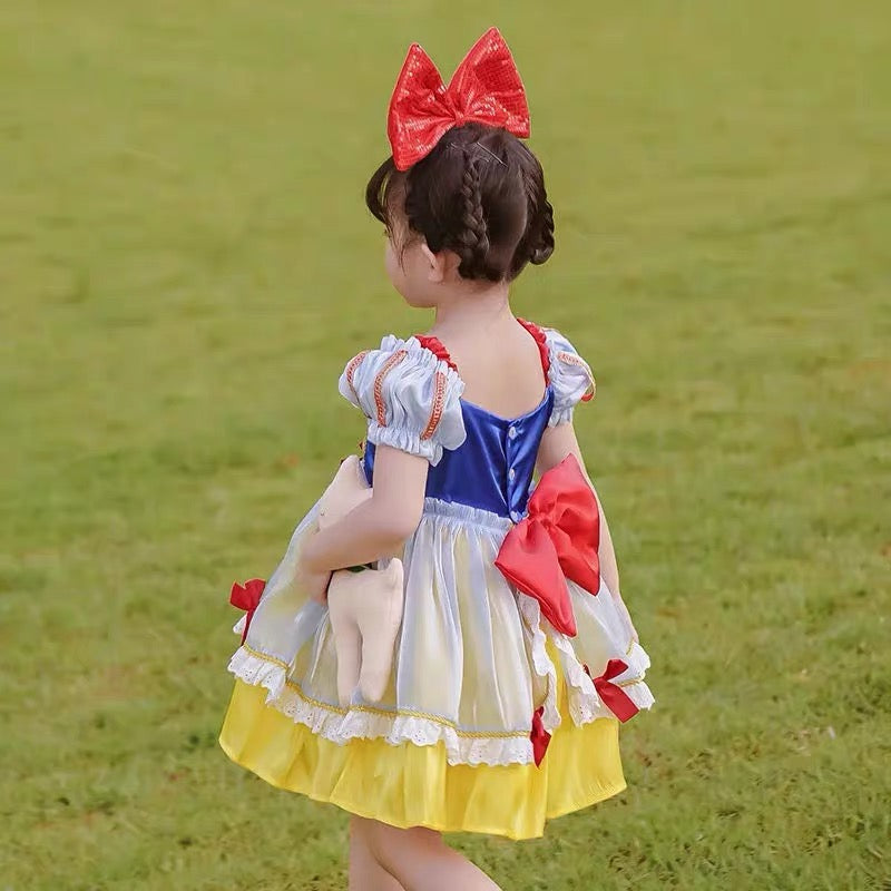 Kids Girls Summer Short sleeves snow white Party Dress