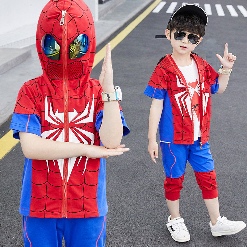 Kids Spiderman Short Sleeve Jacket Cosplay Suit Costume