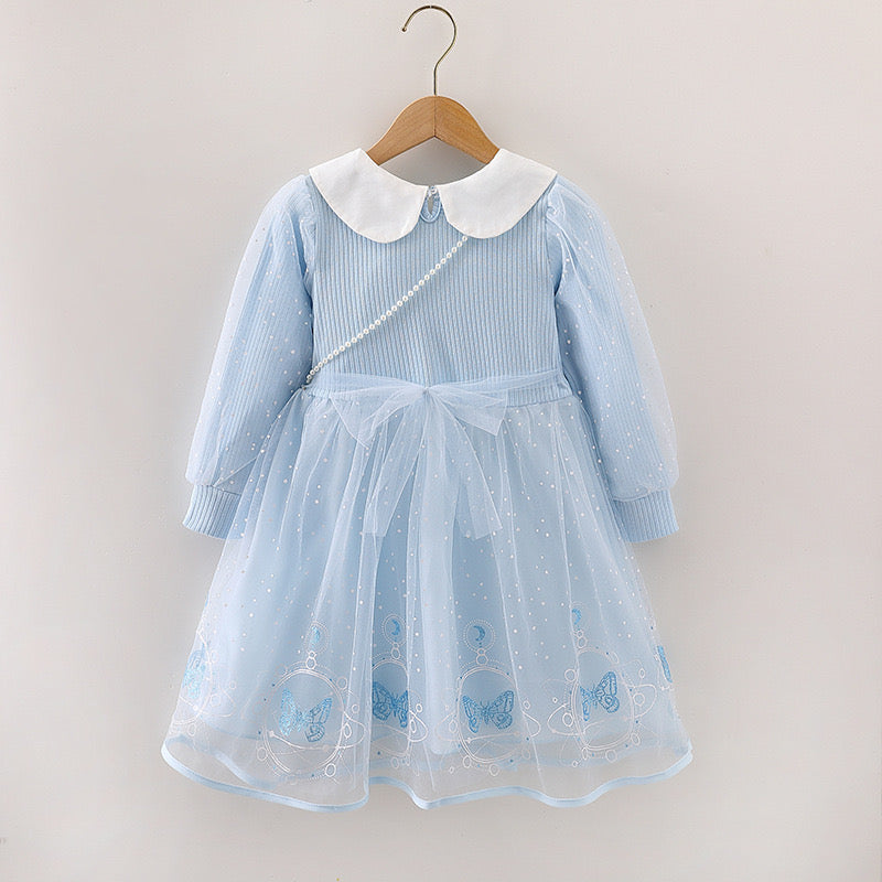 Girls long sleeves Princess Dress Frozen Queen Elsa Costume (With Bag)