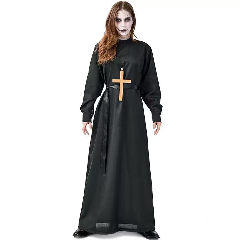 The Nun Cosplay Costume Set With Valak Full Head