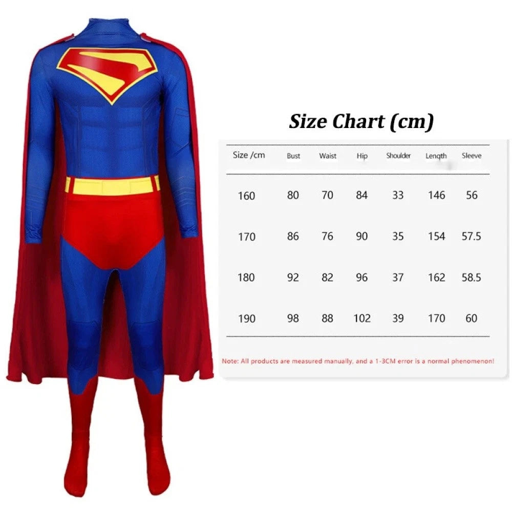 Deluxe Superman Legacy Clark Kent Costume Cosplay Boots Jumpsuit Cape Cloak Suit