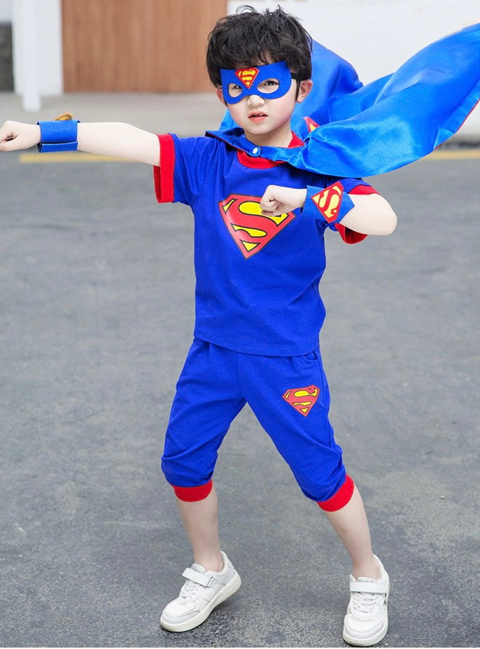Kids Boy Superman Costume Short Sleeve T-Shirt Summer Outfit