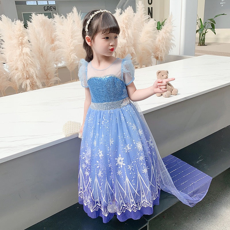 Kids Girls Princess Dress Queen Elsa Costume