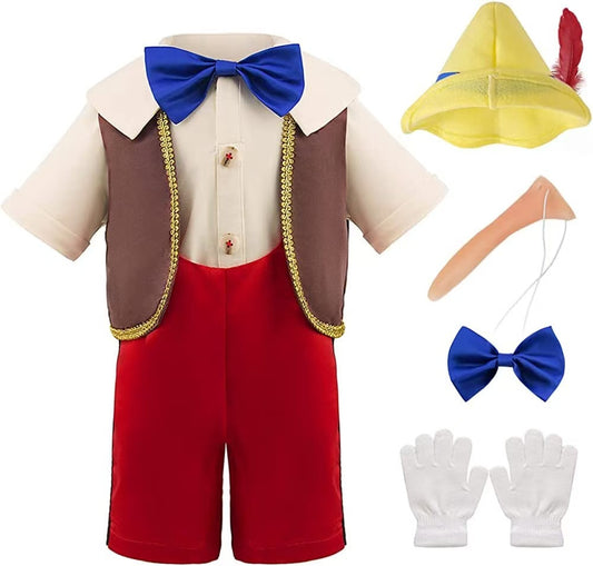 Kids Pinocchio Cosplay Full Set Costume with Hat