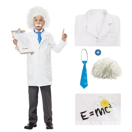 Child Scientist Costume Lab Physicis Albert Einstein Cosplay