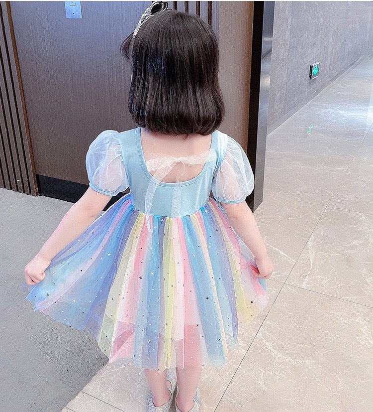 Girls Queen Elsa Rainbow Dress