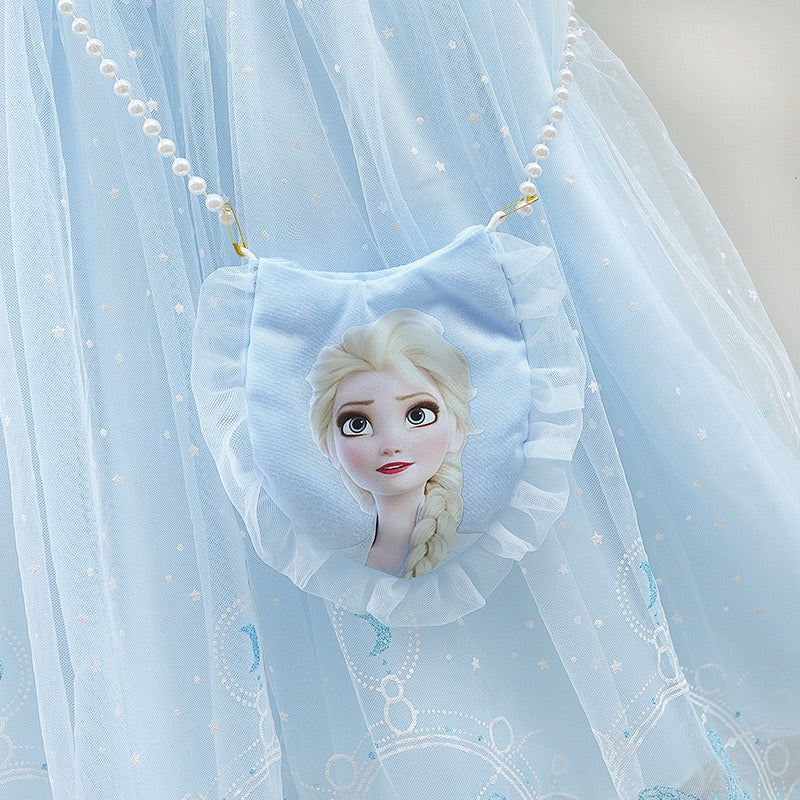 Girls short sleeves Princess Dress Frozen Queen Elsa Costume ( With bag)
