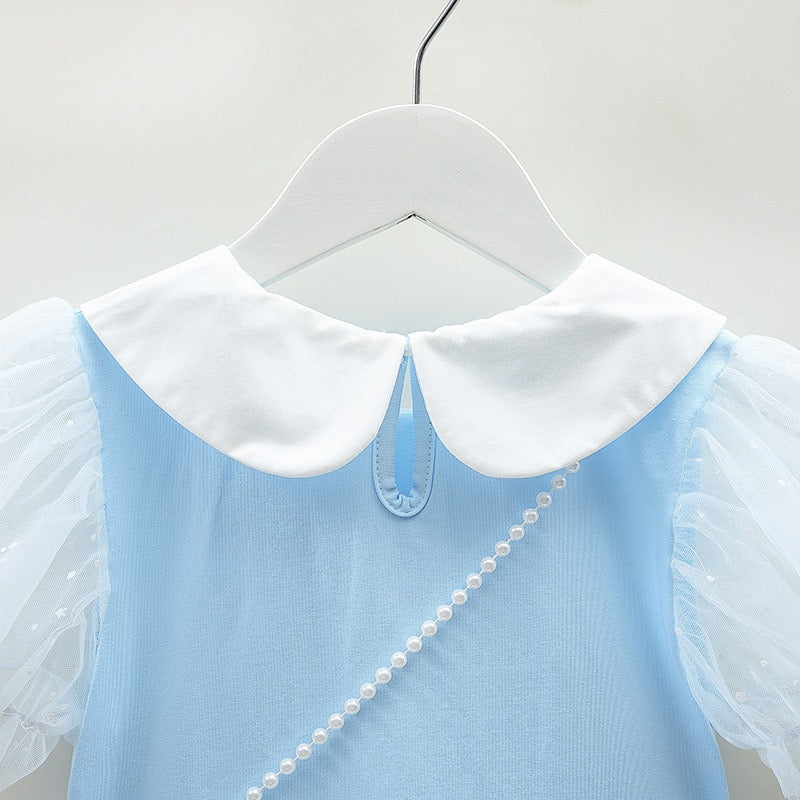 Girls short sleeves Princess Dress Frozen Queen Elsa Costume ( With bag)