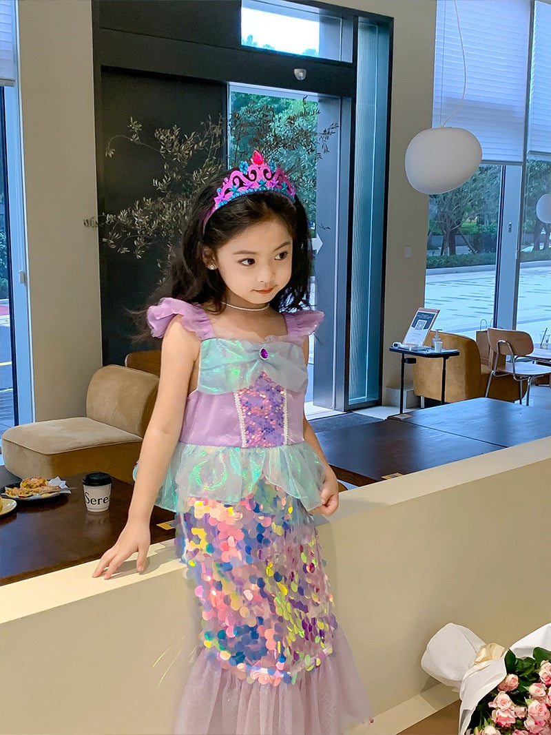 Girls Mermaid Costume Sequin Birthday Party Dress