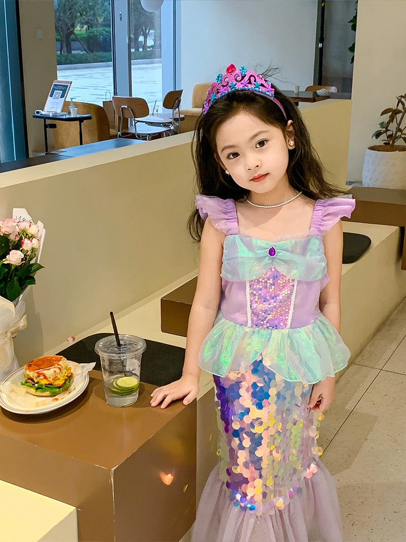 Girls Mermaid Costume Sequin Birthday Party Dress