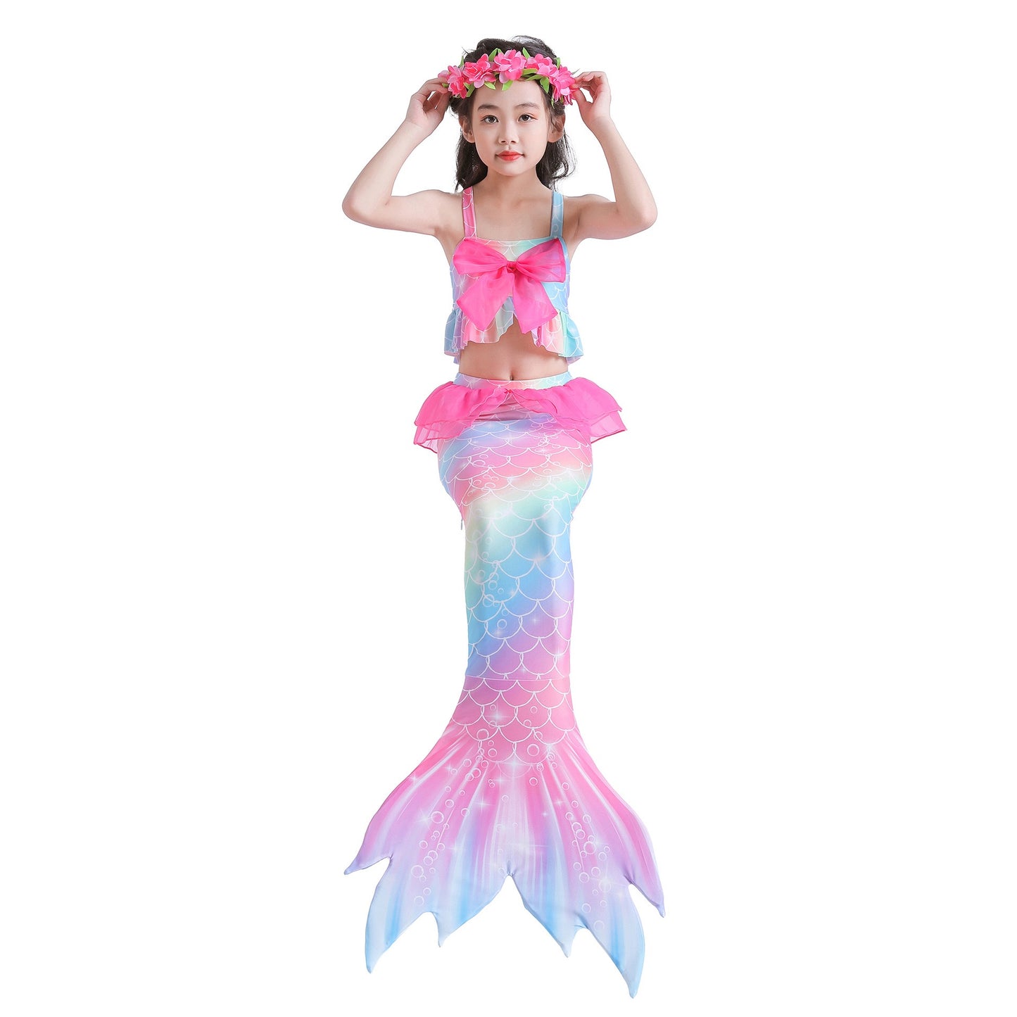 Kids Mermaid Tail Swim Costume Swimmable Bikini Swimming Costumes