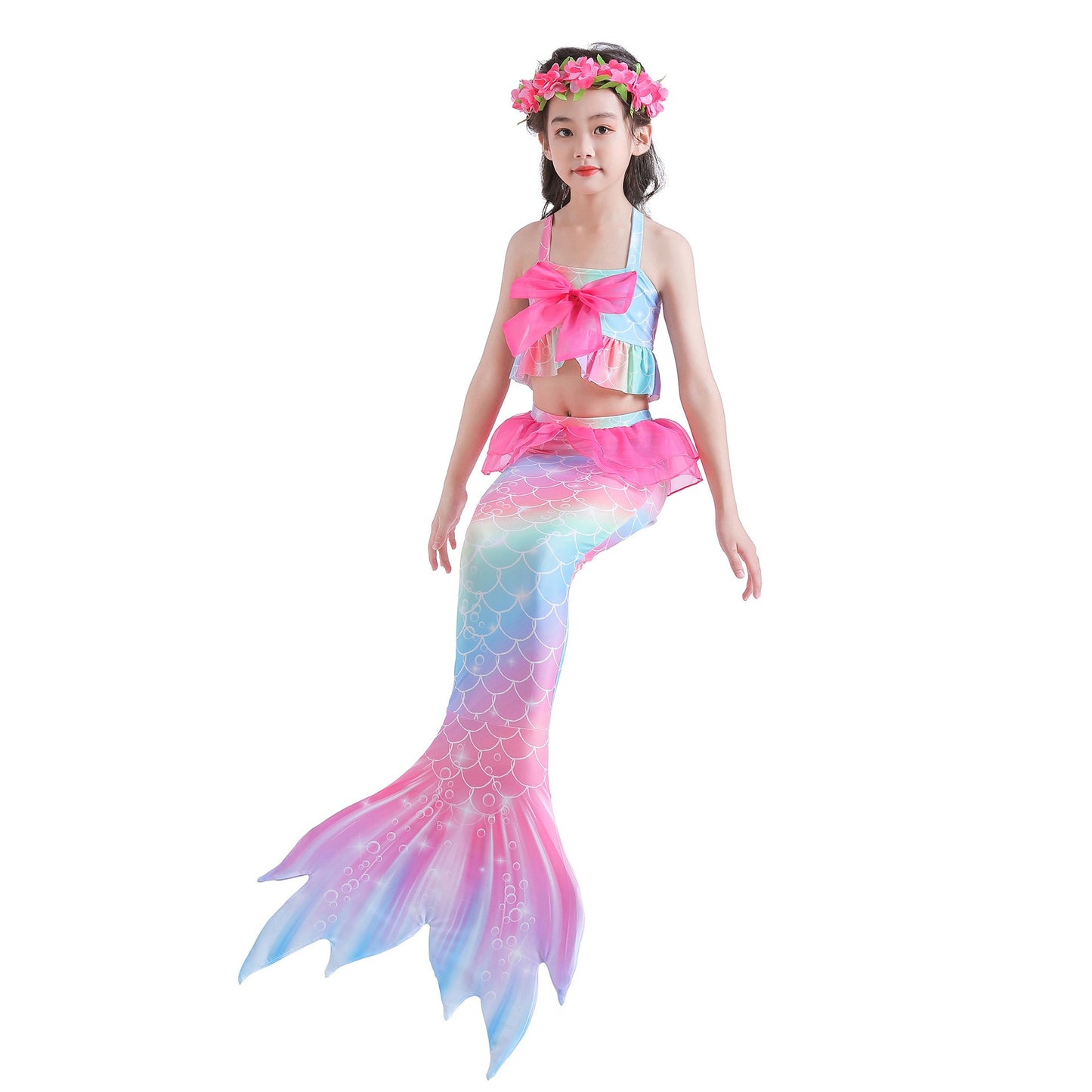 Kids Mermaid Tail Swim Costume Swimmable Bikini Swimming Costumes