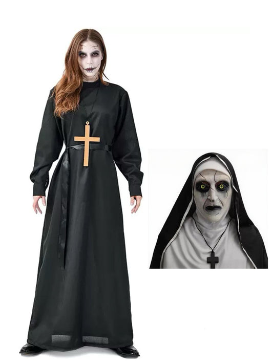 The Nun Cosplay Costume Set With Valak Full Head