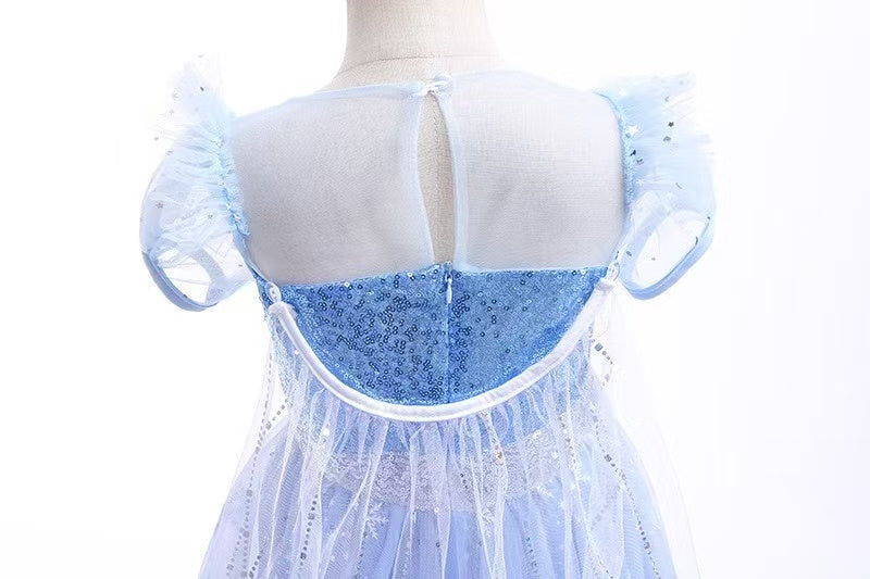 Kids Girls Princess Dress Queen Elsa Costume