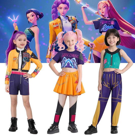 Kids Girls KPop Demon Hunters Cosplay Outfits