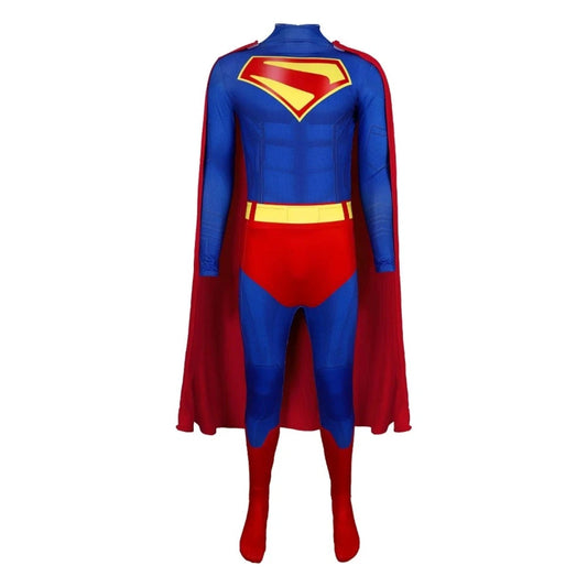 Deluxe Superman Legacy Clark Kent Costume Cosplay Boots Jumpsuit Cape Cloak Suit